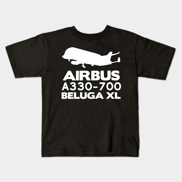 Airbus A330-700 Beluga XL Silhouette Print (White) Kids T-Shirt by TheArtofFlying